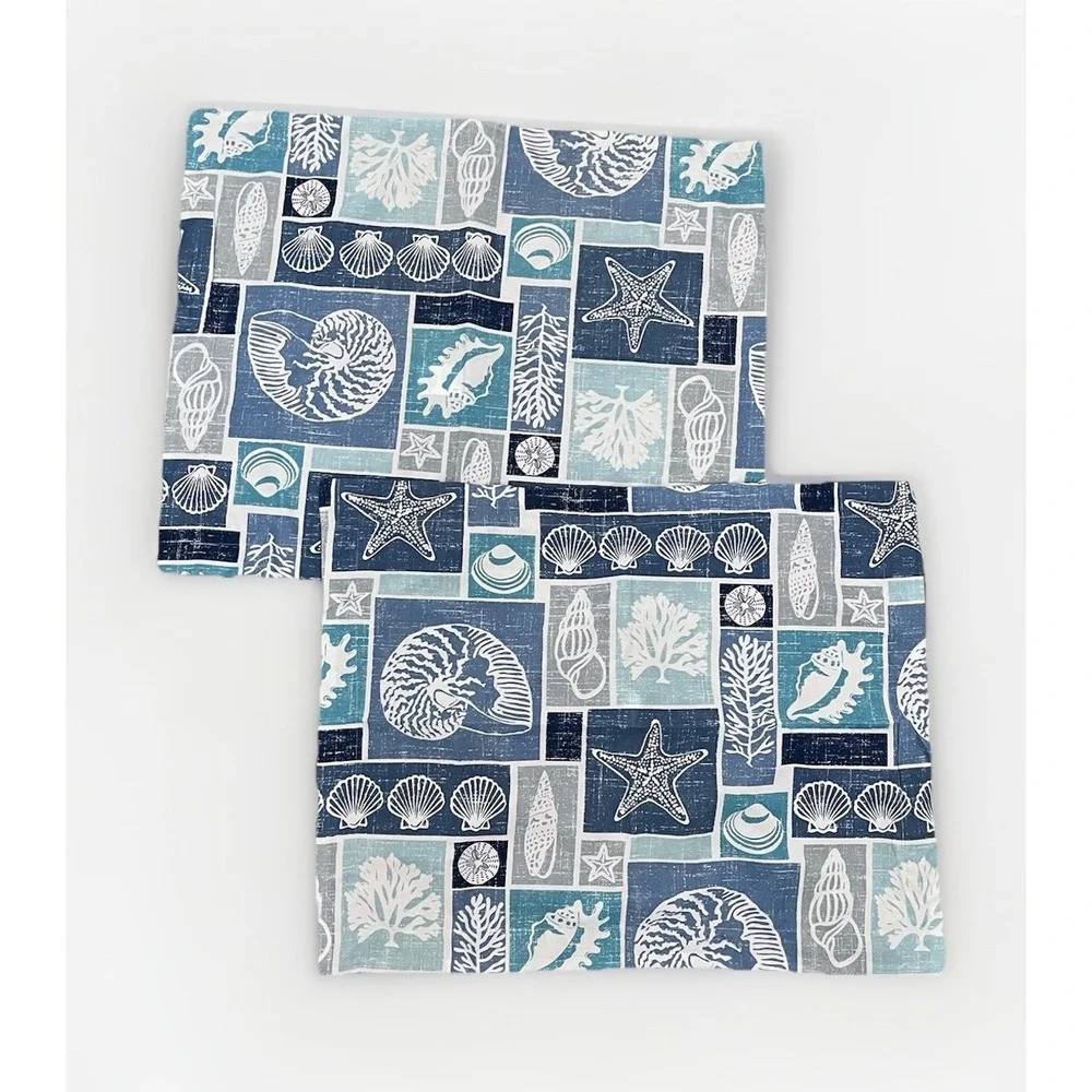 2x Nautical Cushion Cover Seashell Starfish Ocean Coastal Decor Beach